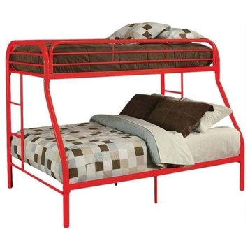 Roseberry Kids Metal Twin Over Full Bunk Bed in Powder Coating Red