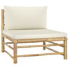 vidaXL Patio Lounge Set Sectional Sofa with Cushions Tea Table 3 Piece Bamboo