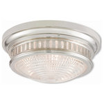 Livex Lighting - Livex Lighting 73053-35 Berwick - Three Light Flush Mount - The classic simple design of this bronze flush mouBerwick Three Light  Polished Nickel Clea *UL Approved: YES Energy Star Qualified: n/a ADA Certified: n/a  *Number of Lights: Lamp: 3-*Wattage:40w Medium Base bulb(s) *Bulb Included:No *Bulb Type:Medium Base *Finish Type:Polished Nickel