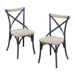 Brown Wood and Metal Dining Chair - Dining Chairs