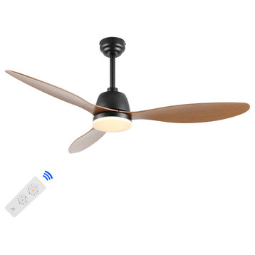 Audie 52" 1-Light App/Remote-Controlled 6-Speed Ceiling Fan, Light Brown Wood