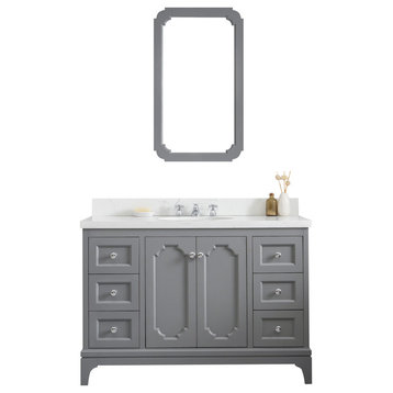 48" Wide Cashmere Gray Single Sink Quartz Carrara Bathroom Vanity