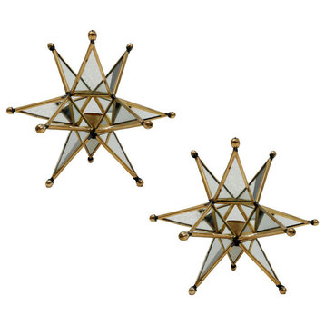 Star Candle Holder 7"x4"x7", Set of 2