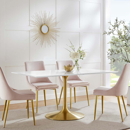 Lippa 60" Rectangular Wood Dining Table in Gold White