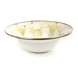 Parchment Check Enamel Breakfast Bowl | MacKenzie-Childs - Dining Bowls