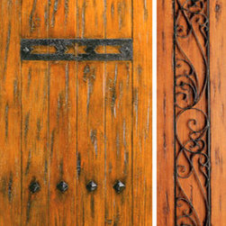 Exterior Prehung Door with One Sidelite, Knotty Alder, Clavos - Front Doors