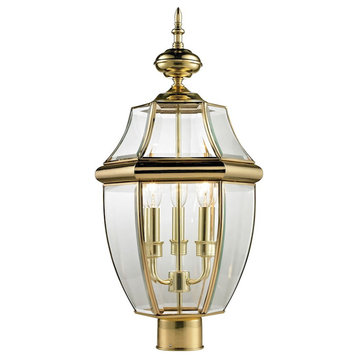 Thomas Lighting Ashford 3-Light Post Mount Lantern, Brass, Large