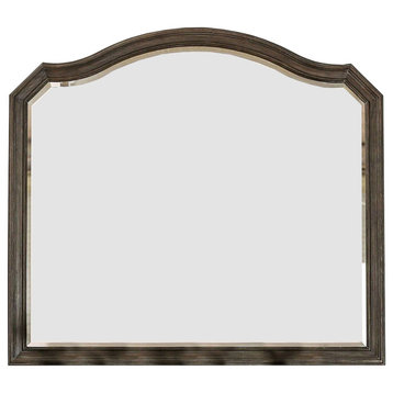 Benzara BM235524 43.5" Scalloped Mirror With Molded Details, Brown