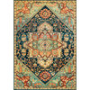 Traditional Tribal Floret Medallion Area Rug, Green, Green, 8'x10'