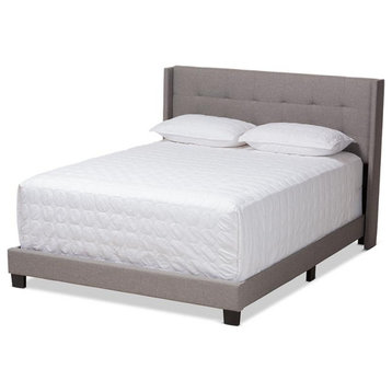 Lisette Modern and Contemporary Grey Fabric Upholstered Queen Size Bed
