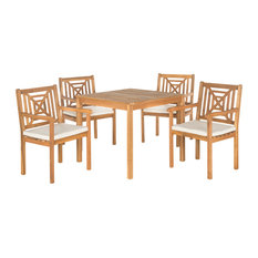 Safavieh Del Mar 5-Piece Outdoor Dining Set, Teak Brown