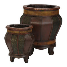 nearly natural decorative wood panel planters set of 2 indoor pots and planters - Decorative Planters nearly natural decorative wood panel planters set of 2 indoor pots and planters - Decorative Planters