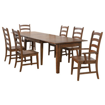 Simply Brook 7 Piece Rectangular Extendable Table Dining Set,  Amish Brown