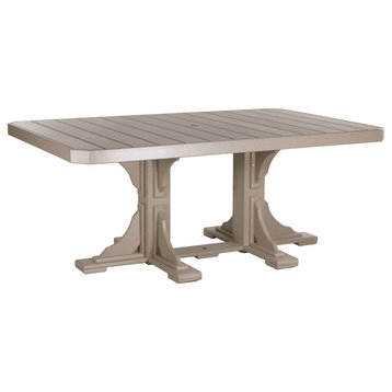 Poly Square Table, Weatherwood, 4' X 6', Dining Height