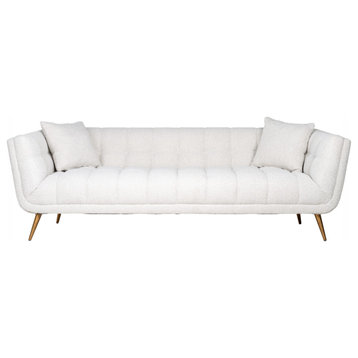White Boucl√© Channel Stitched Sofa | OROA Huxley