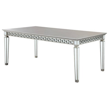 ACME Varian Rectangular Dining Table in Mirrored and Antique Platinum