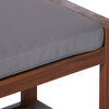 48" Patio Wood Bench with Cushion, Dark Brown/Gray