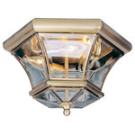 Livex Lighting - Livex Lighting 7053-01 Monterey/Georgetown - Three Light Flush Mount - Shade Included: YesMonterey/Georgetown  Antique Brass Clear  *UL Approved: YES Energy Star Qualified: n/a ADA Certified: n/a  *Number of Lights: Lamp: 3-*Wattage:60w Candelabra Base bulb(s) *Bulb Included:No *Bulb Type:Candelabra Base *Finish Type:Antique Brass