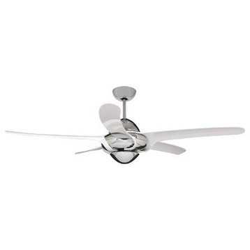 Vento Uragano Indoor Chrome Ceiling Fan With 5 White Blades, Chrome, 54"