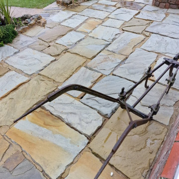 Blackspot-Stained Grubby Sandstone Patio Restored in Caistor