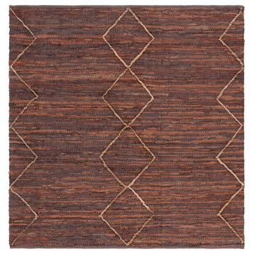 Safavieh Vintage Leather Collection VTL801T Rug, Brown/Natural, 6' X 6' Square