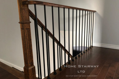 Exchanging wooden spindle to modern plain design railing