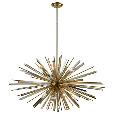 Palisades Ave. 10 Light Chandelier in Antique Brass