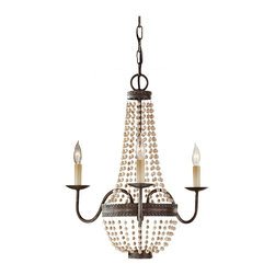 Bronze and Wooden Bead Mini Chandelier - Chandeliers