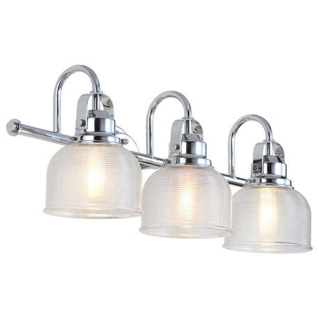 Virginia 1-light Metal/Glass LED Vanity Light, Chrome / Clear, 3-Light