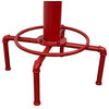 Adjustable Height Bistro Table With Weathered Gray Top and Red Powder Coat