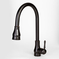 Quito 16" Oil Rubbed Bronze Sink Faucet with Pull Down Spray - Kitchen Faucets