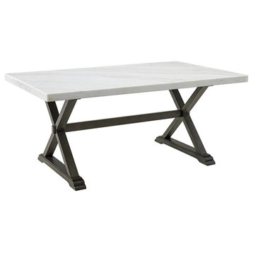 Picket House Furnishings Landon Marble Top Dining Table in White
