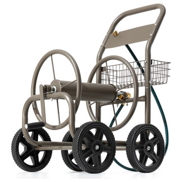 36"H 250 ft. Steel Gray 4-Wheel Garden Hose Reel Cart