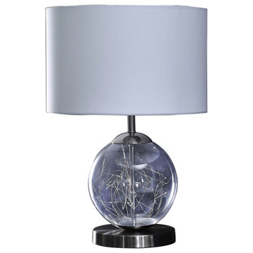 21" Translucent Glass Globe LED Table Lamp With White Drum Shade