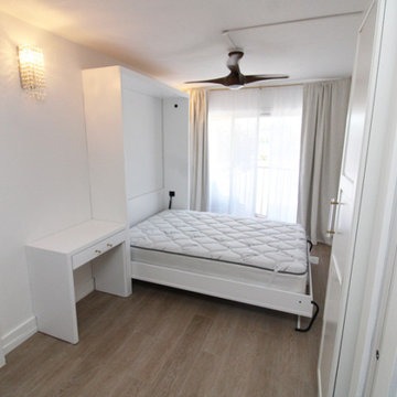 Custom Shaker Panel Murphy Wall Bed, Hidden Leg, Left Side Swing-Out Table