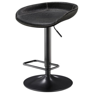 Pemberly Row 31.5" PU Leather Gaslift Bar Stool in Black (Set of 2)