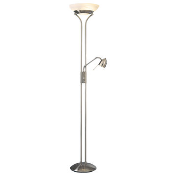 George Kovacs P256-084 2 Light Torchiere W/Reading Lamp, Brushed Nickel