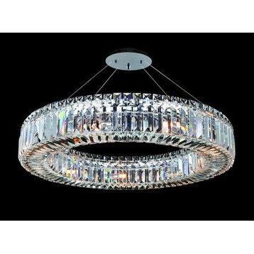Allegri 11704 Quantum-Rondelle 9 Light Chandelier - Chrome with Clear Crystals