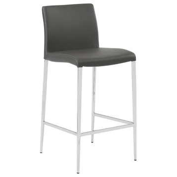 Elite Living (Single) Delta 26" Counter Height Bar Stool, Charcoal Gray