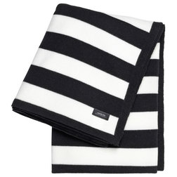 Contemporary Throws Black & White Striped Cashwool Throw