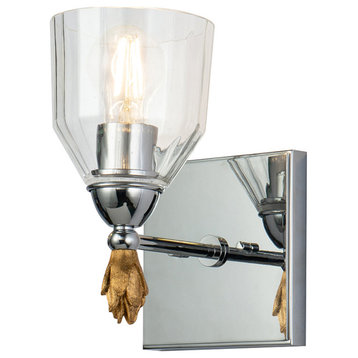 Felice 1 Light Bath Vanity Light, Polished Chrome With Gold Accents Finial 1