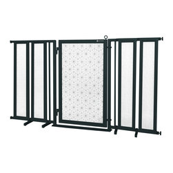 Fusion Gates - Fusion Gate with Linear Lace Design, Black, 71.5"-74" - Dog Gates