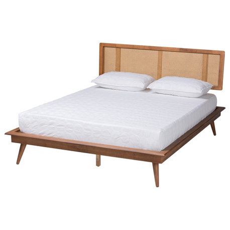 Laurel Coastal Bohemian Faux Rattan Platform Bed King