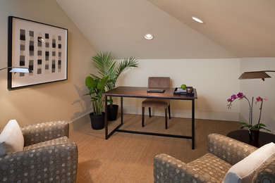 Example of a transitional home office design in San Francisco
