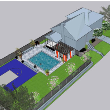 Pool, Basketball Court, and Retaining Wall in Silver Spring, MD