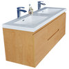 MOB 60" Double Sink Wall Mounted With Reinforced Acrylic Sink, New England Oak