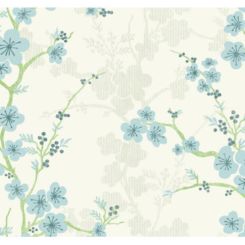 Nicolette Light Blue Floral Trail Wallpaper Bolt