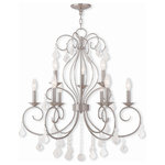 Livex Lighting - Livex Lighting 50769-91 Donatella - Nine Light 2-Tier Chandelier - Canopy Included: TRUE  Shade InDonatella Nine Light Brushed Nickel Clear *UL Approved: YES Energy Star Qualified: n/a ADA Certified: n/a  *Number of Lights: Lamp: 9-*Wattage:60w Candelabra Base bulb(s) *Bulb Included:No *Bulb Type:Candelabra Base *Finish Type:Brushed Nickel