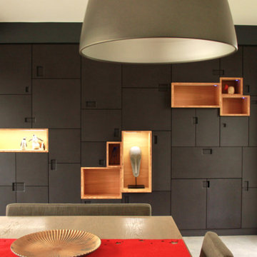 Aménagement bibliothèque / bureau / bar