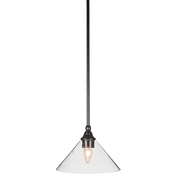 Stem 1-Light Pendant with Hang Straight Swivel, Espresso/Clear Bubble